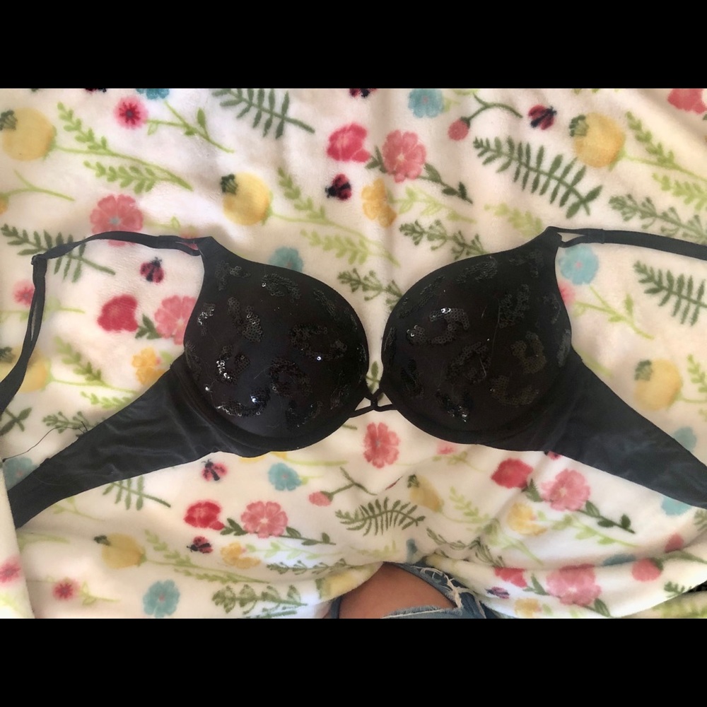 Black Bombshell glitter leopard bra 34A